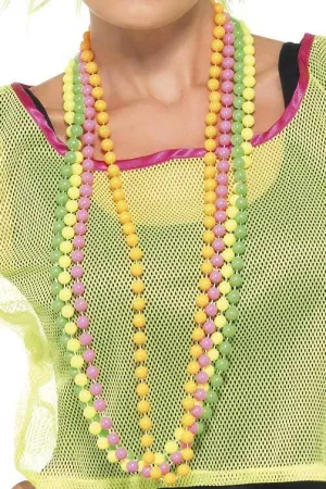1980s Neon Beaded Necklaces Costume Accessory