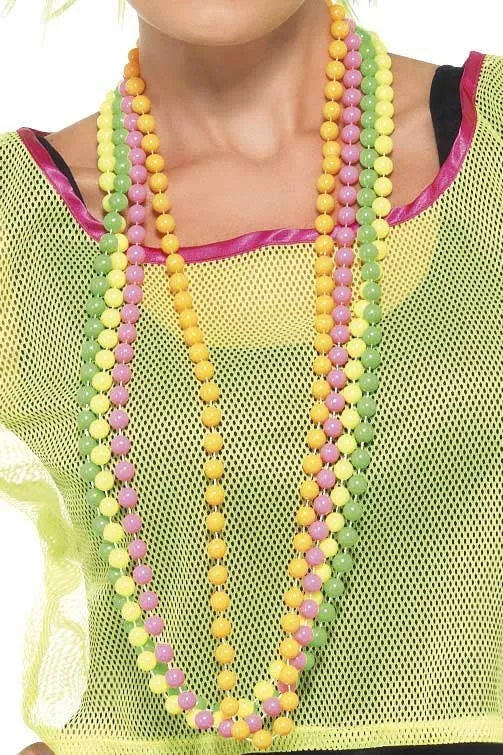 1980s Neon Beaded Necklaces Costume Accessory