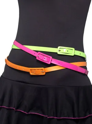 1980s Neon Costume Belts - 3 Pack