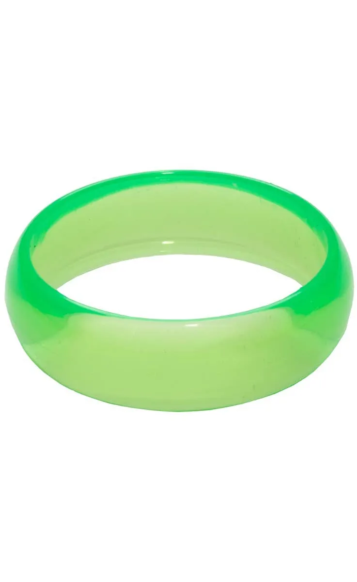 1980s Neon Green Bangle Transparent Costume Bracelet
