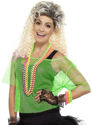 1980s Neon Green Fishnet Womens Costume Top