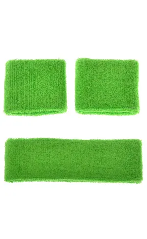 1980s Neon Green Head and Wrist Sweatbands Accessories