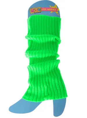 1980s Neon Green Knitted Leg Warmers Costume Accessory