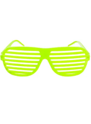 1980s Neon Green Shutter Shades Costume Accessory