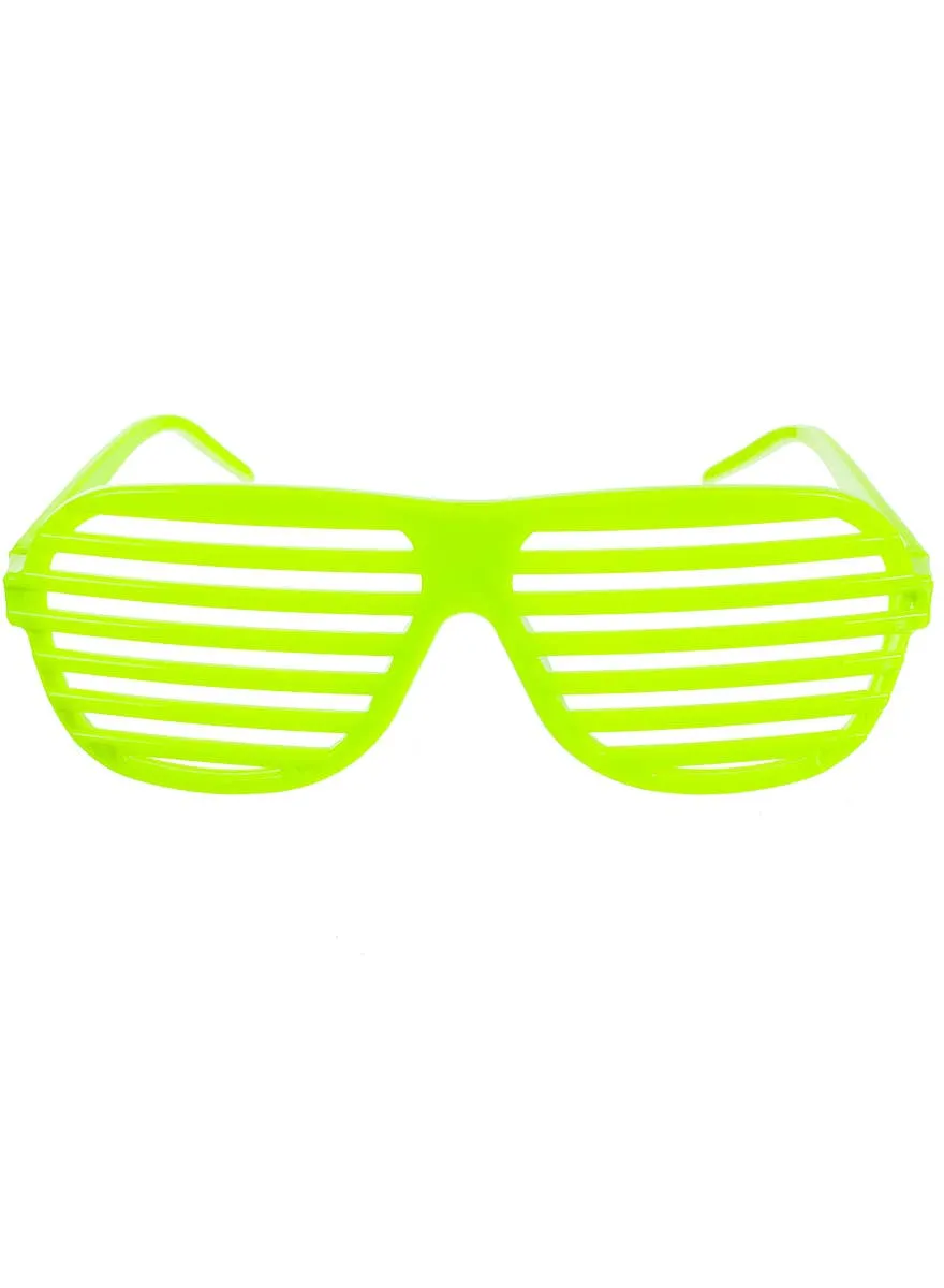 1980s Neon Green Shutter Shades Costume Accessory