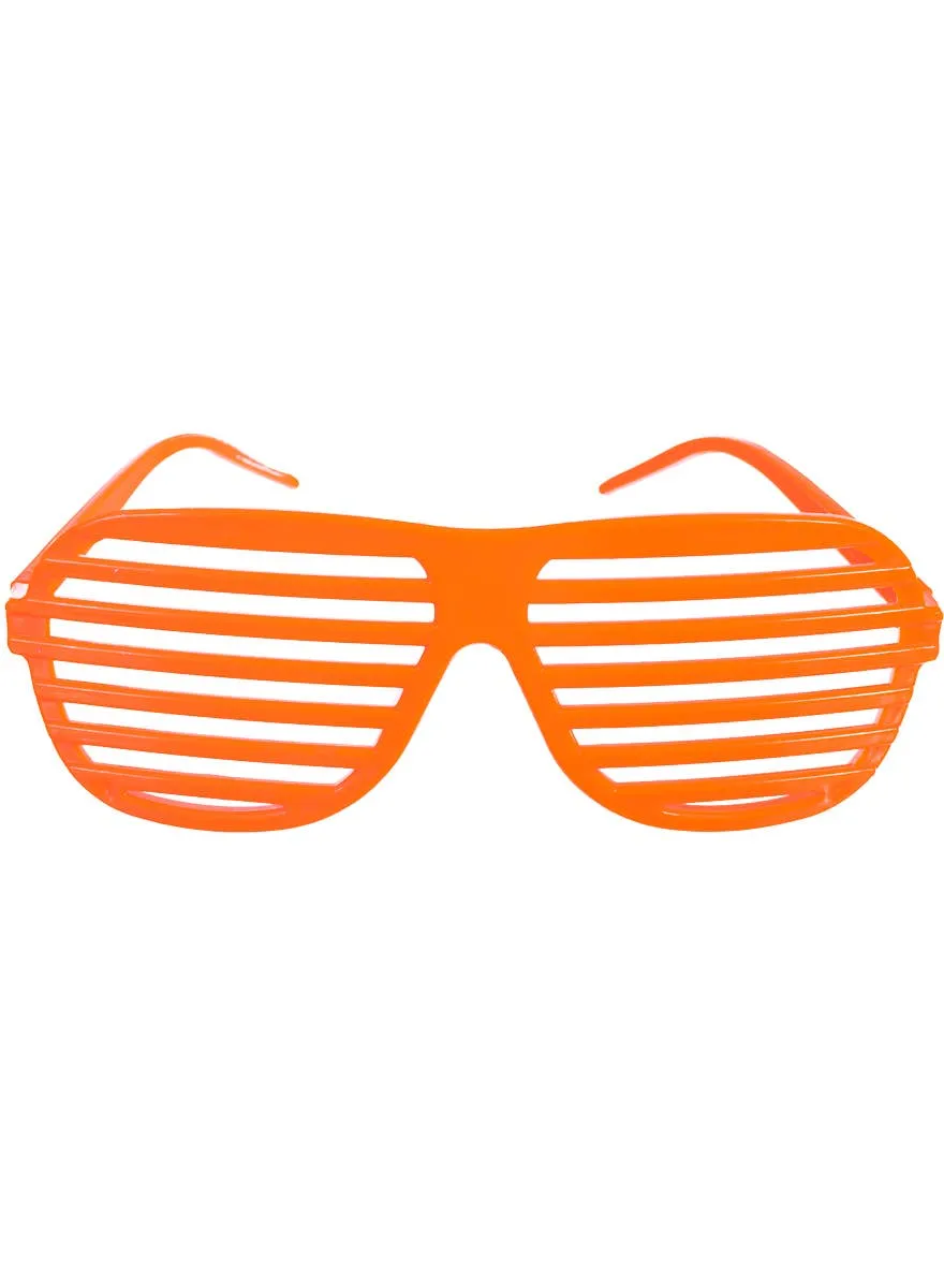 1980s Neon Orange Shutter Shades Costume Accessory