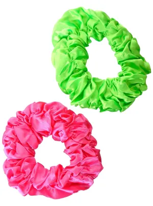 1980s Neon Pink and Green Hair Scrunchies