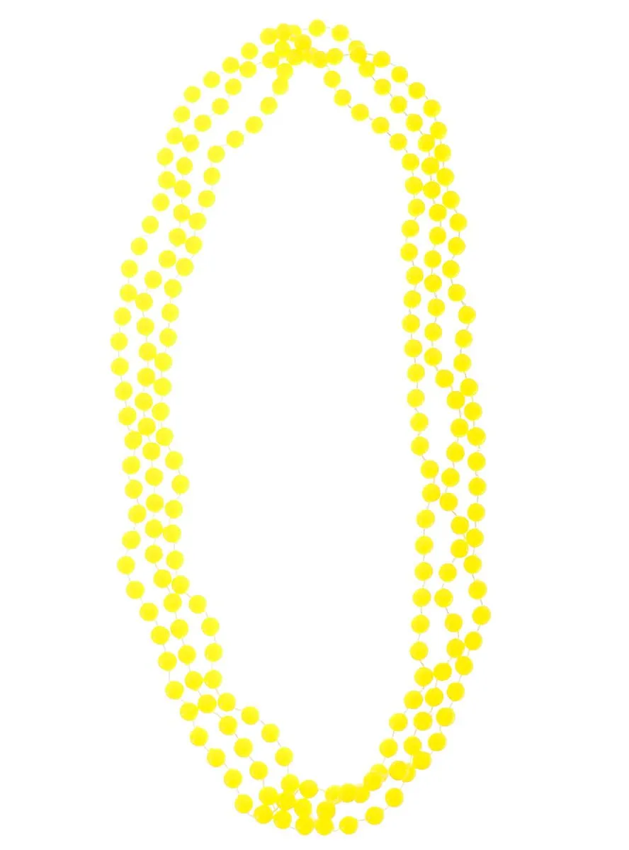 1980s Neon Yellow Beaded UV Reactive Costume Necklace