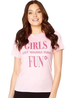 1980s Pink Just Wanna Have Fun Womens Costume Shirt