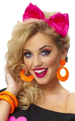 1980s Pink Satin Bow Headband