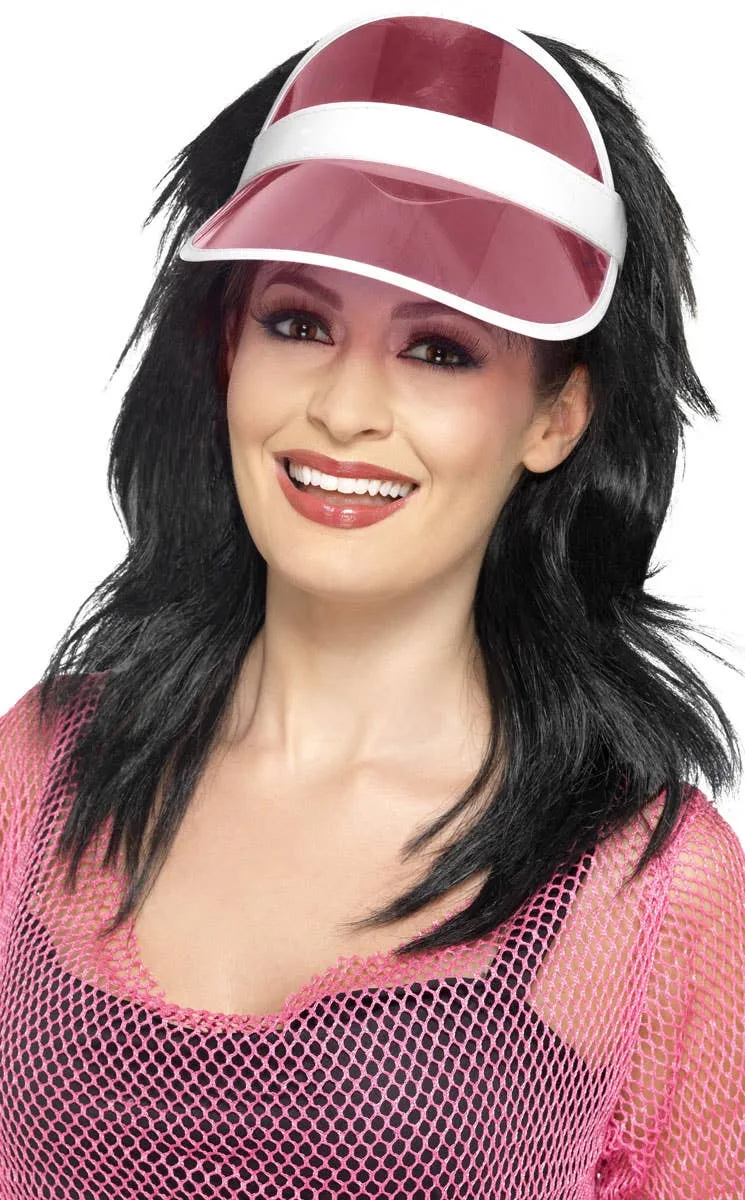 1980s Pink Sun Visor Costume Hat