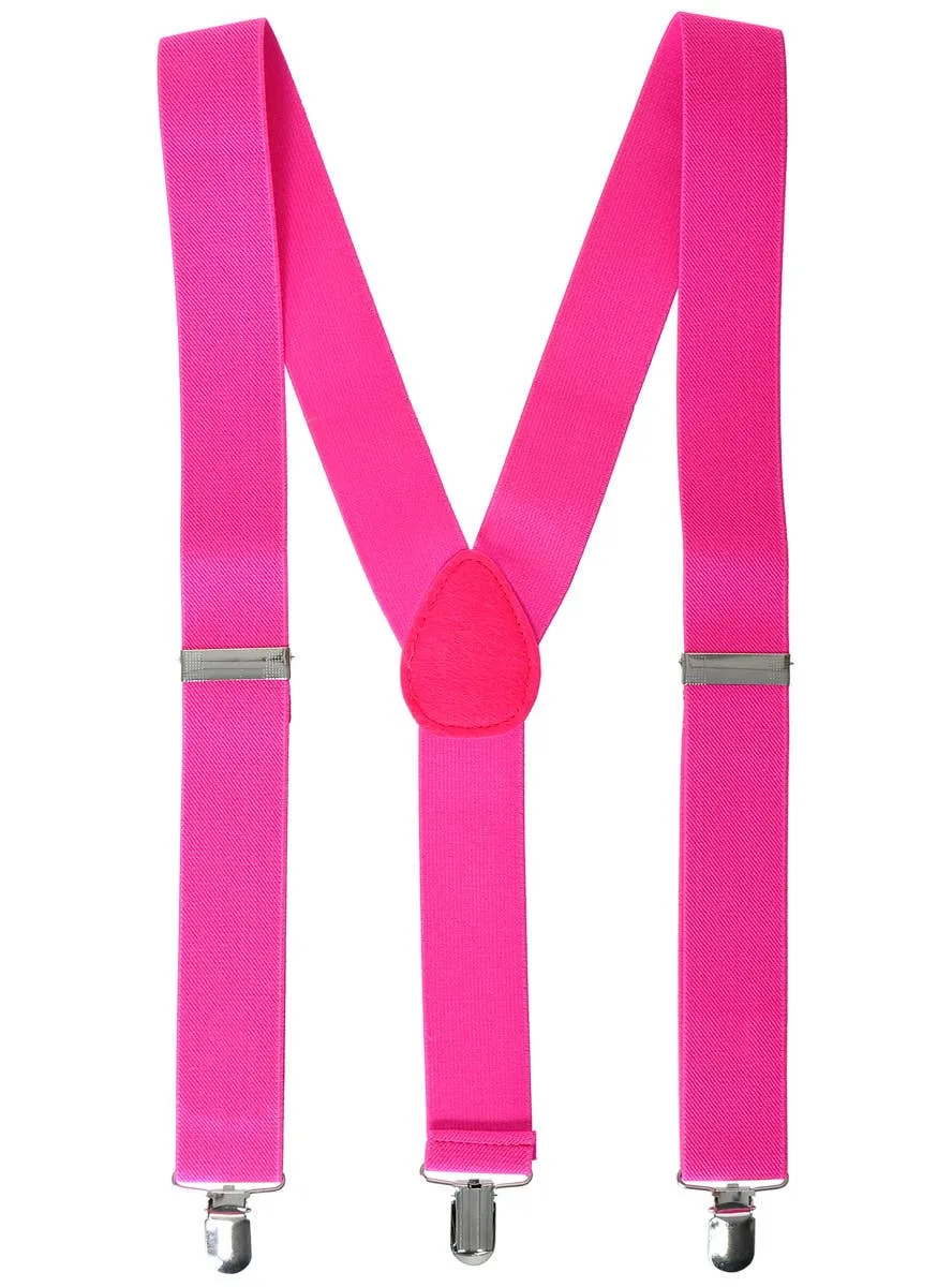 1980s Punk Rock Neon Pink Suspenders