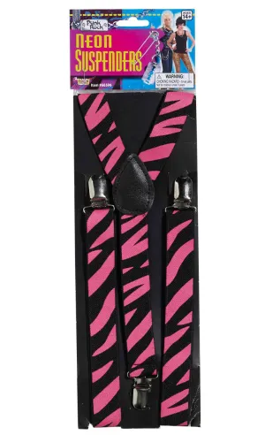 1980s Punk Rock Pink and Black Suspenders