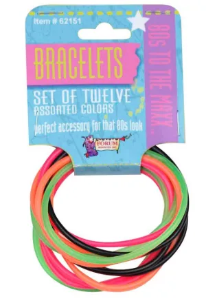 1980s Rainbow Fluro Bracelets Costume Accessory