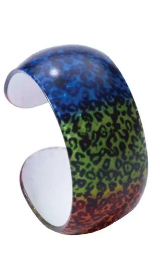 1980s Rainbow Leopard Print Bangle Costume Accessory
