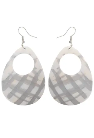 1980s Silver and White Shell Earrings