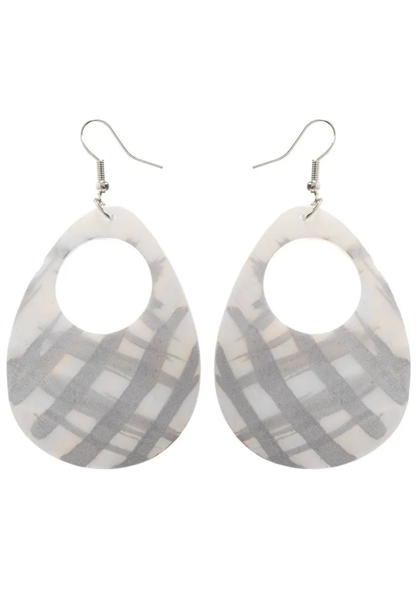 1980s Silver and White Shell Earrings