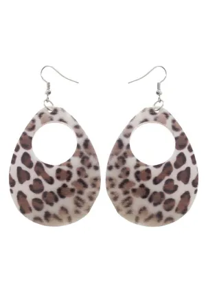 1980s White Leopard Print Shell Earrings