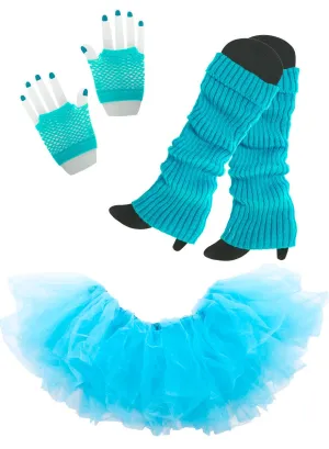 1980s Womens Blue Tutu Costume Accessory Set