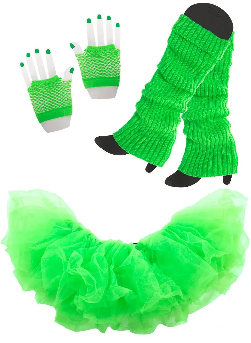 1980s Womens Green Tutu Costume Accessory Set