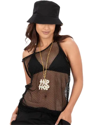 1990s Black Fish Net Tank Top for Women