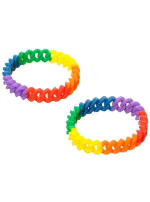 2 Pack Rainbow Rubber Chain Costume Bracelets