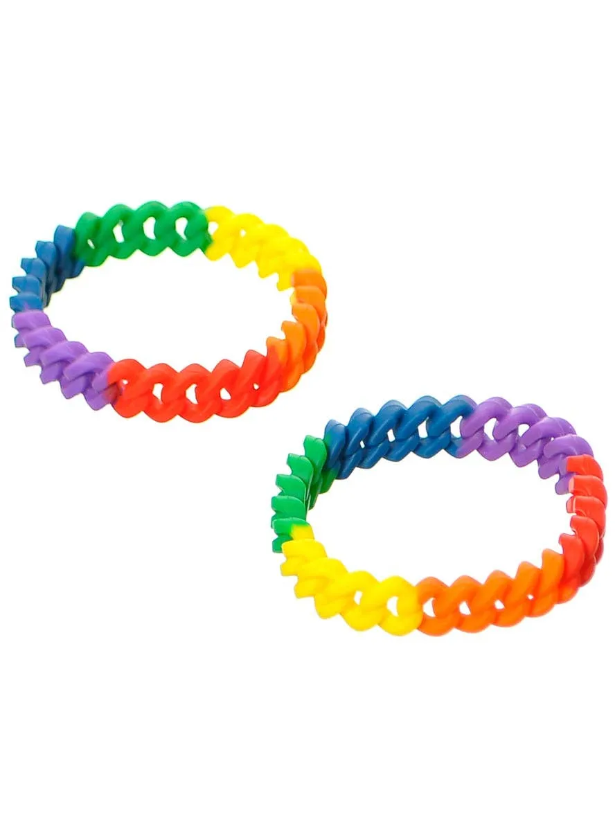 2 Pack Rainbow Rubber Chain Costume Bracelets