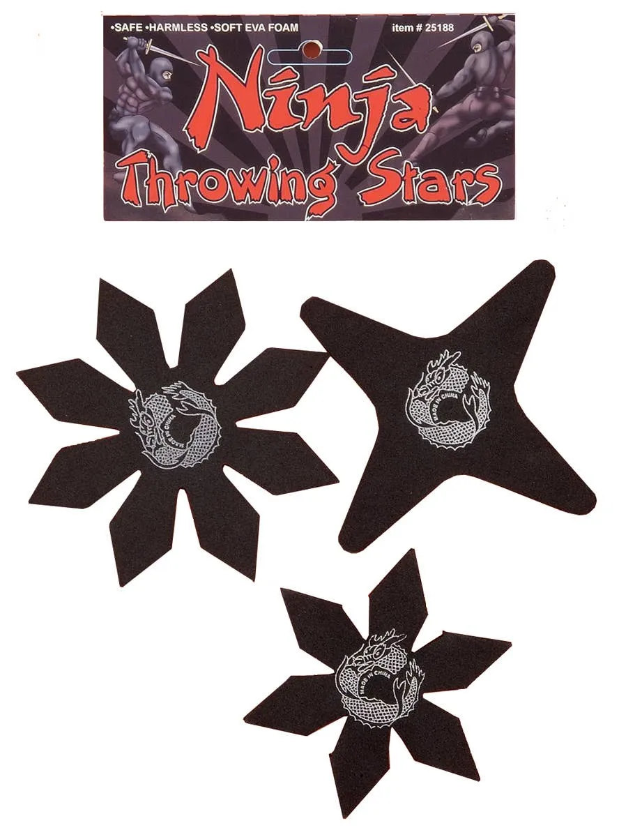 3 Pack Soft Grey Foam Ninja Throwing Stars