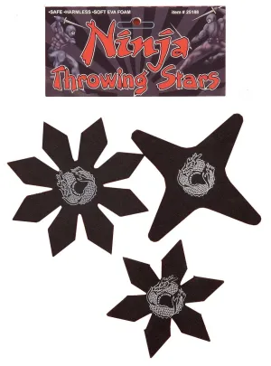 3 Pack Soft Grey Foam Ninja Throwing Stars