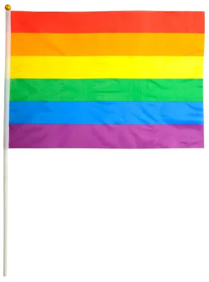 30cm x 45cm Mardi Gras Rainbow Flag on Pole