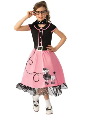 50s Bopper Girls Poodle Skirt Dress Up Costume