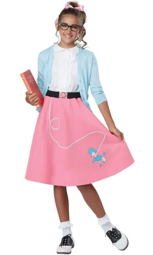 50s Poodle Skirt Girls Fancy Dress Costume