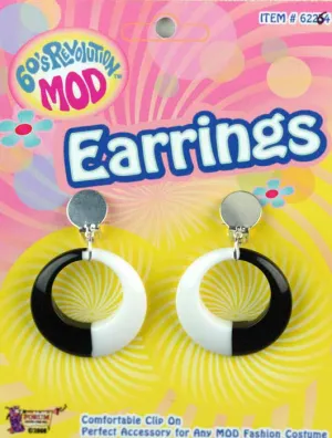 60s Mod Black and White Costume Earrings