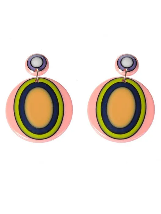60s Mod Oval Retro Drop Costume Earrings