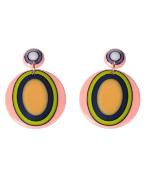 60s Mod Oval Retro Drop Costume Earrings