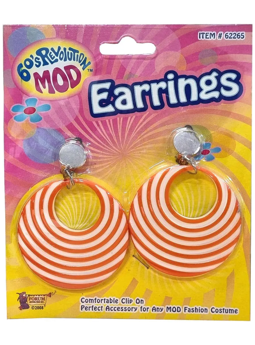 60s Orange Swirl Mod Earrings