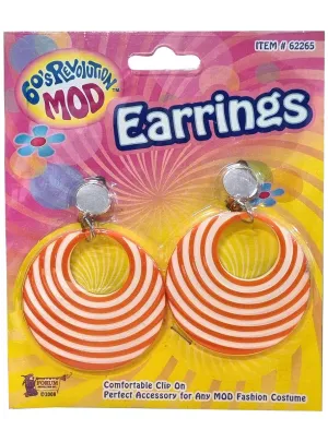60s Orange Swirl Mod Earrings