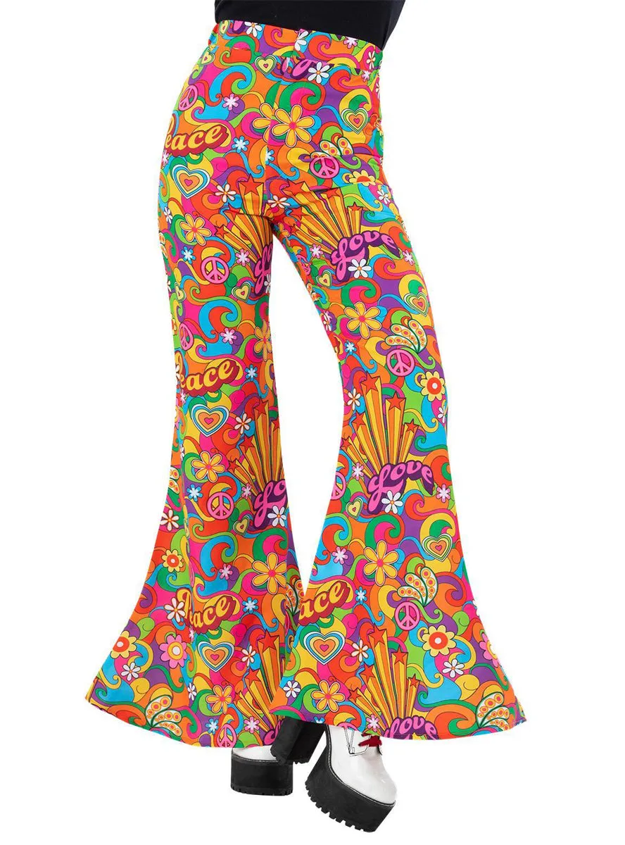 60s Womens Plus Size Flared Hippie Costume Pants