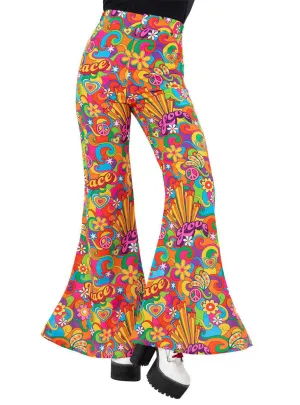 60s Womens Plus Size Flared Hippie Costume Pants