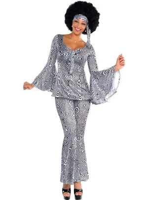 70s Dancing Queen Womens Silver Disco Costume