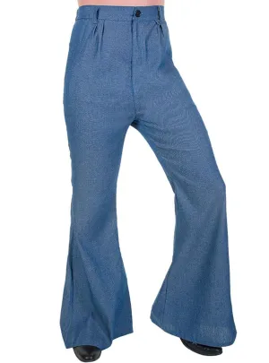 70s Denim Look Mens Bell Bottom Costume Pants