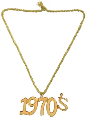 70s Disco Gold Medallion Costume Necklace