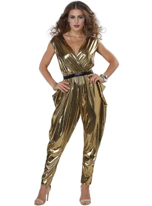 70s Glitz and Glamour Womens Gold Disco Costume
