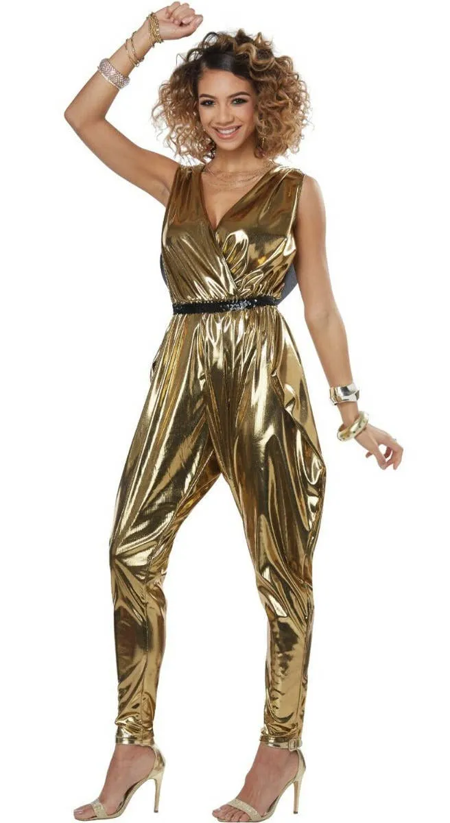 70s Glitz and Glamour Womens Gold Disco Costume