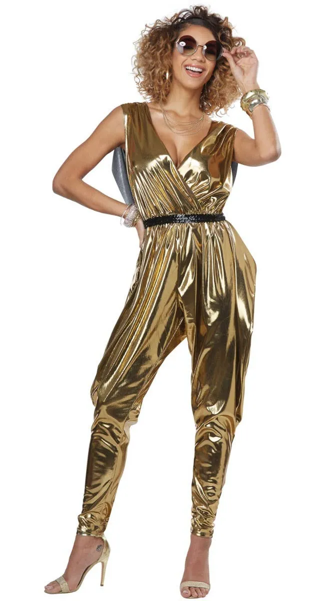 70s Glitz and Glamour Womens Gold Disco Costume