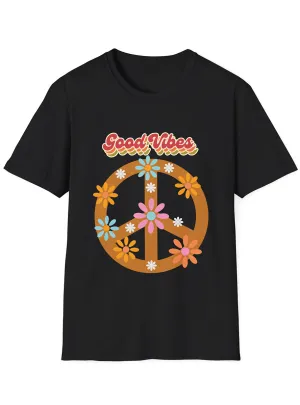 70s Good Vibes Black Hippie Costume Shirt