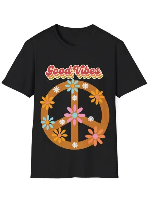 70s Good Vibes Black Plus Size Hippie Costume Shirt