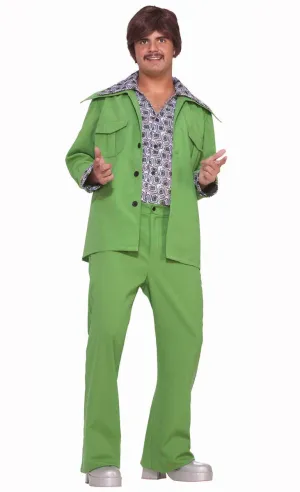 70s Green Retro Leisure Suit Costume for Men