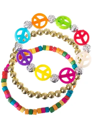 70s Hippie 3 Pack Beaded Costume Bracelets