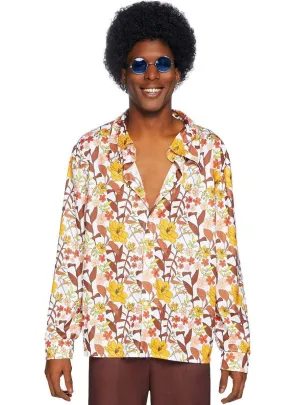 70s Mens Floral Hippie Costume Shirt